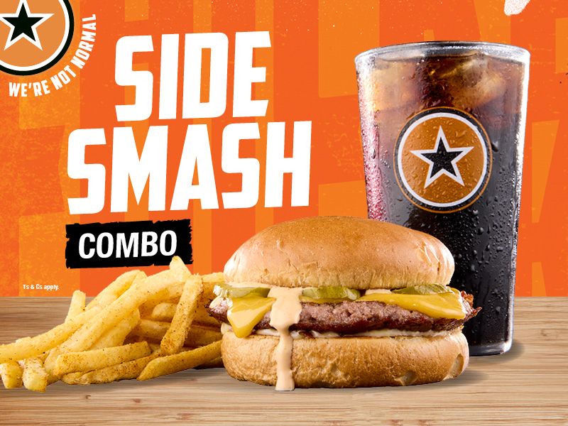 100g Beef Smash, fries and 500ml Soda only for R139. Available only on Click & Collect or download the app. T&C's apply